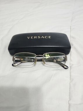 Versace Men's Semi-Rimless Eyeglasses in Gold and Black